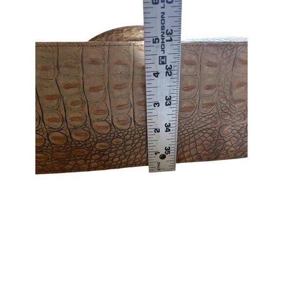 Brahmin Tan Croc Embossed Leather Satchel Handbag With Multiple Compartments - Picture 12 of 13